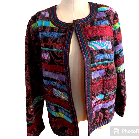 Choices, Large, Patchwork embroidered long sleeve coat - Picture 1 of 10